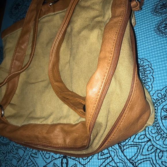 🦋 Backpack*** brown Leather/canvas 🔥 - Picture 4 of 7